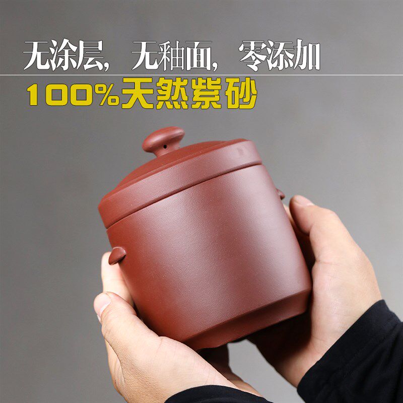 宜兴紫砂炖盅隔水炖家用陶瓷双盖炖罐汤盅瓦罐内胆一人高压锅蒸小