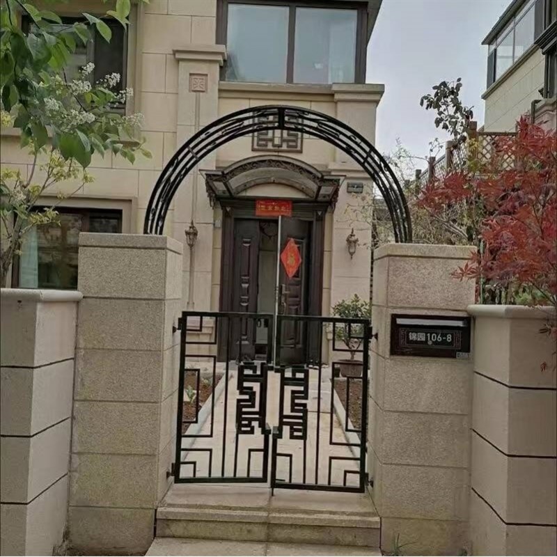 欧式铁艺庭院门拱门别墅拱门花架爬藤架庭院拱型门别墅门垛拱门架