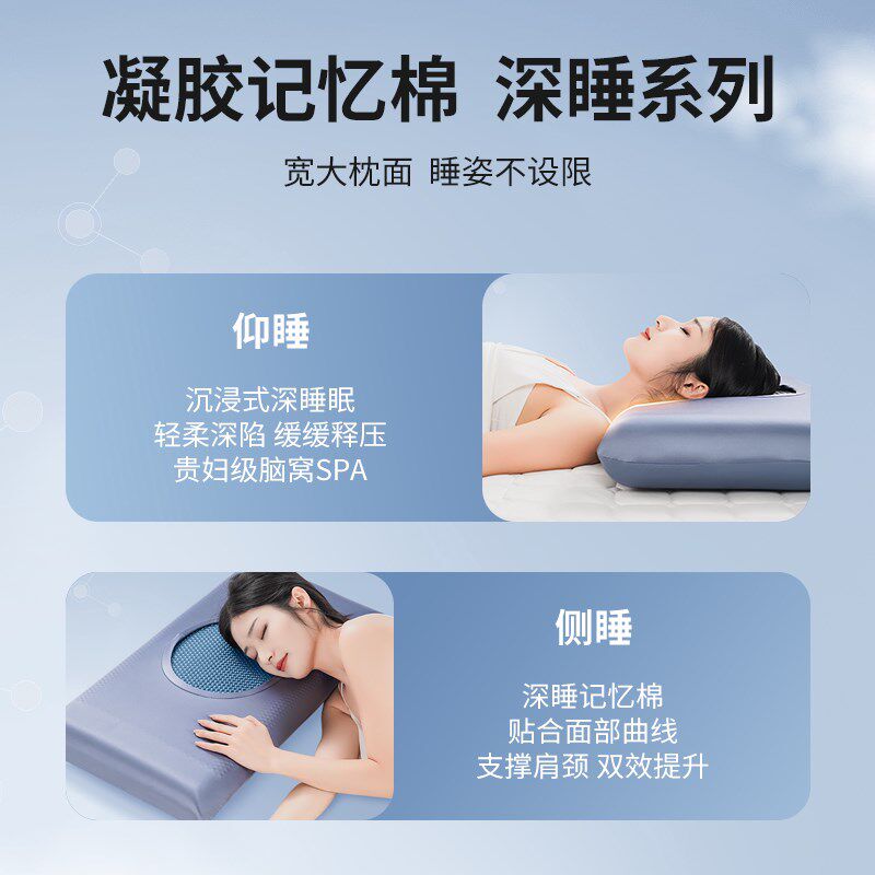 黑金竹炭凝胶枕记忆棉枕头助睡眠深睡枕护颈枕慢回弹夏季凉感枕芯