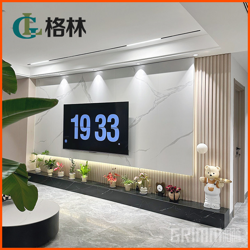 2023新款网红电视背景墙瓷砖悬空现代简约岩板大理石客厅轻奢装饰