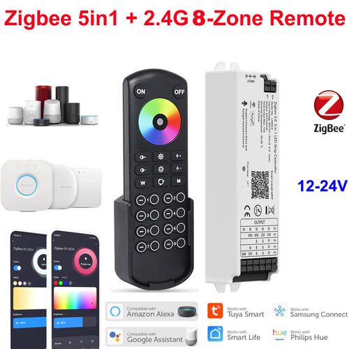 涂鸦Zigbee3.0灯条控制器单双彩智能语音控制LED灯带气氛灯驱动器