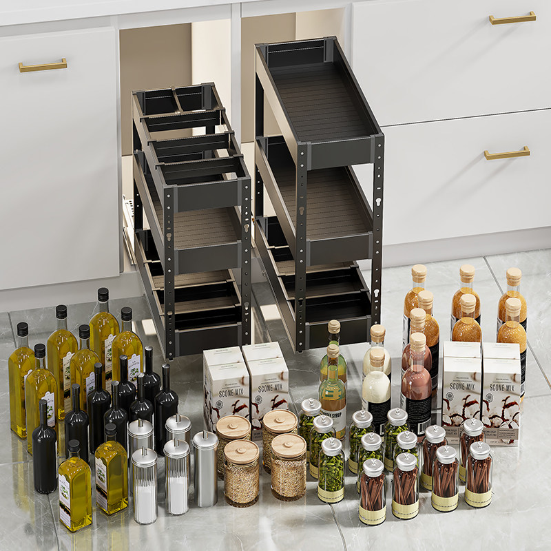 调味调料拉篮厨房整体橱柜窄柜抽屉式极窄小尺寸柜内抽拉式置物架