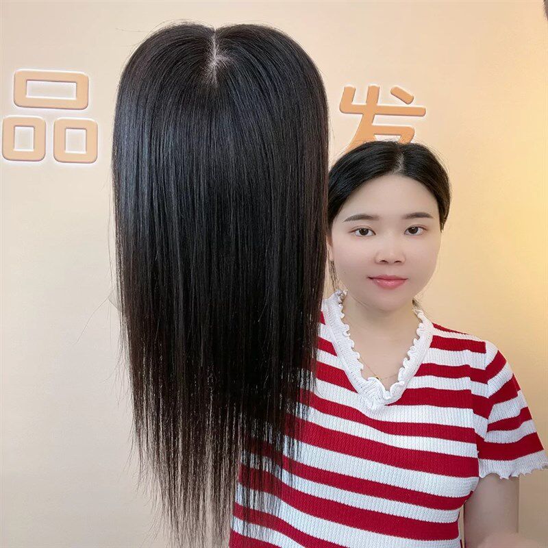 假发片真头发双递针头顶补发片女蓬松高颅顶增厚发量遮盖白发无痕