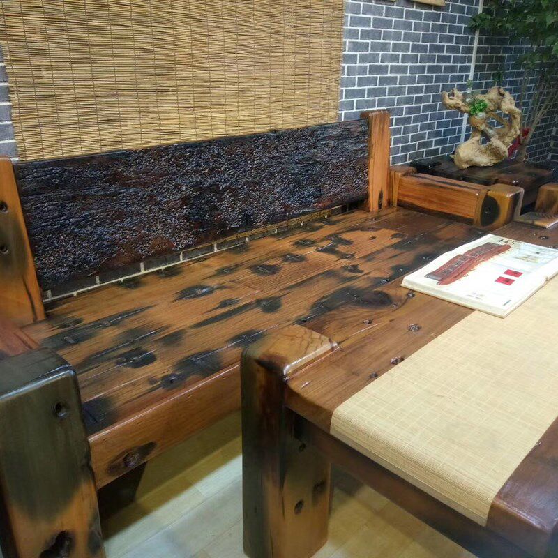 老船木沙发会别墅客厅沙发椅简约实木贵妃椅船木茶桌椅组合家具