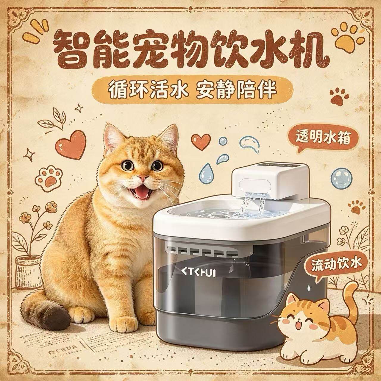 猫咪自动饮水机流动活水宠物饮水器大容量静音过滤猫狗喝水机器