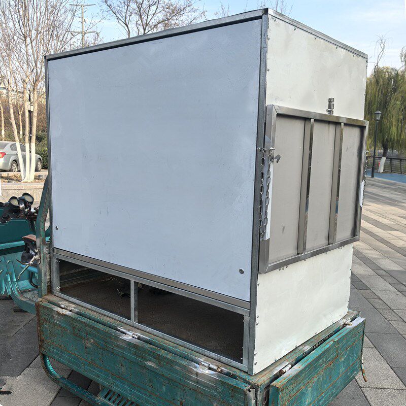 带锁半不锈钢全封闭三轮车拆装商用小吃车架子摆摊多功能烧烤麻辣