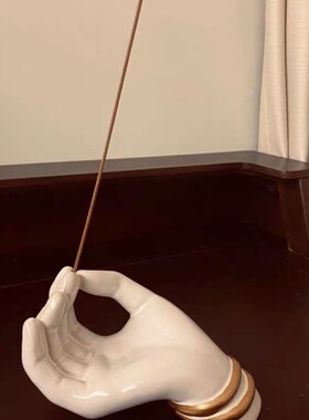 创意小众线香底座立体佛手掌手做窑变釉陶瓷香插器首饰收纳盘摆件