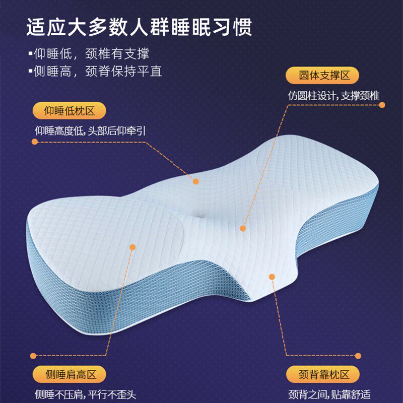 记忆棉颈椎枕助眠护颈保健枕蝶形软颈枕牵引修复单人枕头零压枕芯