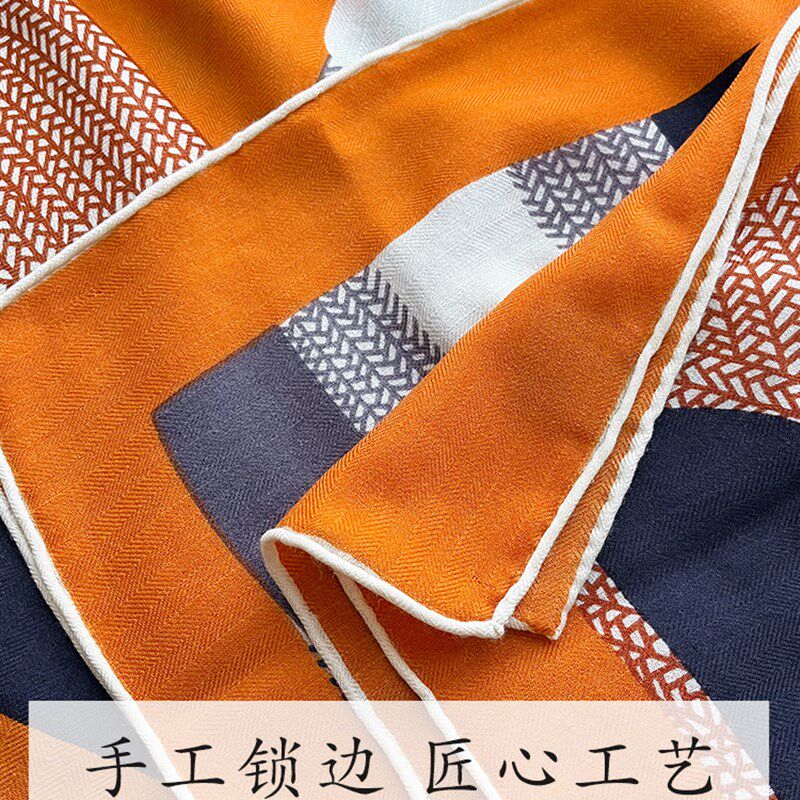 橙马!夏季空调房用真毛三角围巾真毛大方巾披肩