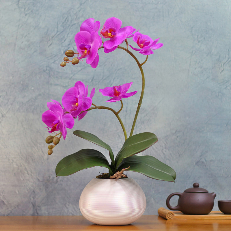 pu仿真花蝴蝶兰客厅茶几餐桌花摆花装饰花摆件办公桌桌面假花盆栽