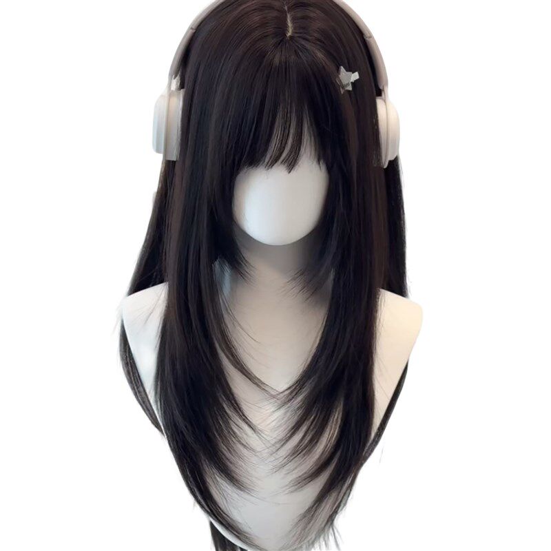 喵喵岛假发女长直发高层次jk黑长直发萝莉Lolita女孩假发全头套
