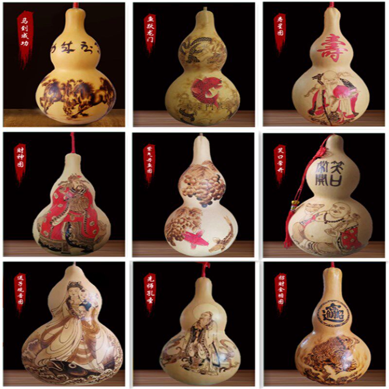 天然大葫芦纯手工烫画烙画定制葫芦工艺品家居装饰品摆件礼品葫芦