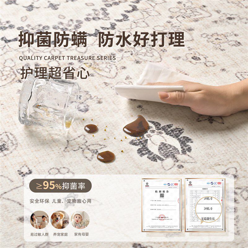 波斯风地毯客厅2026新款卧室牀边大面积免洗可擦中古法式地垫定制