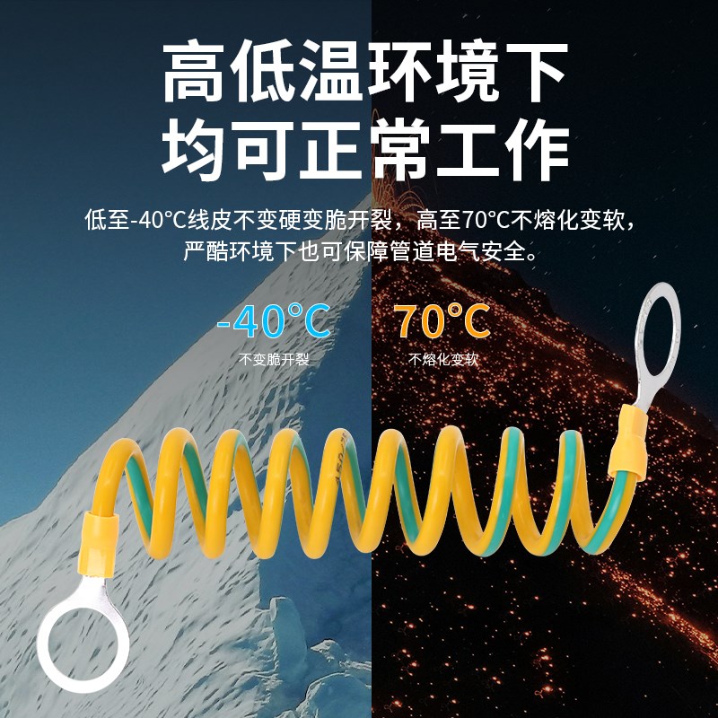 法兰防静电跨接线BVR6平方国标黄绿双色跨接线线管道纯铜接接地线