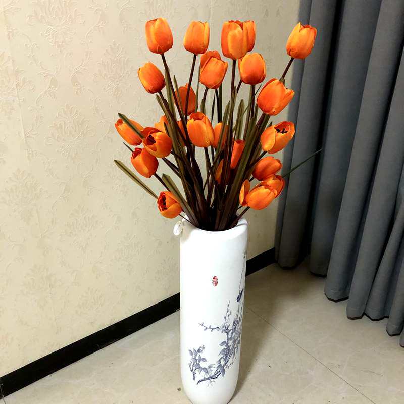 假花仿真花 客厅 落地 大装饰花郁金香绢花塑料花束花瓶家居摆件
