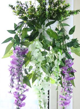 田园风格 吊兰花套装 浪漫紫藤花清新悦目仿真花套装绢花假花藤条