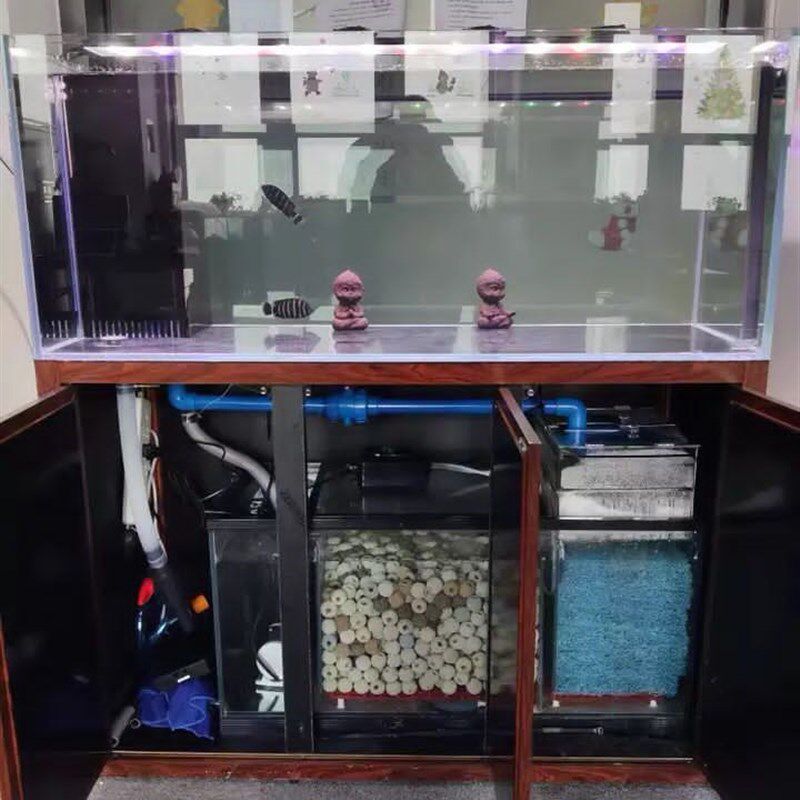水族箱金晶超白鱼缸定做客厅底滤套装直角溢流海水乌龟草缸全国包