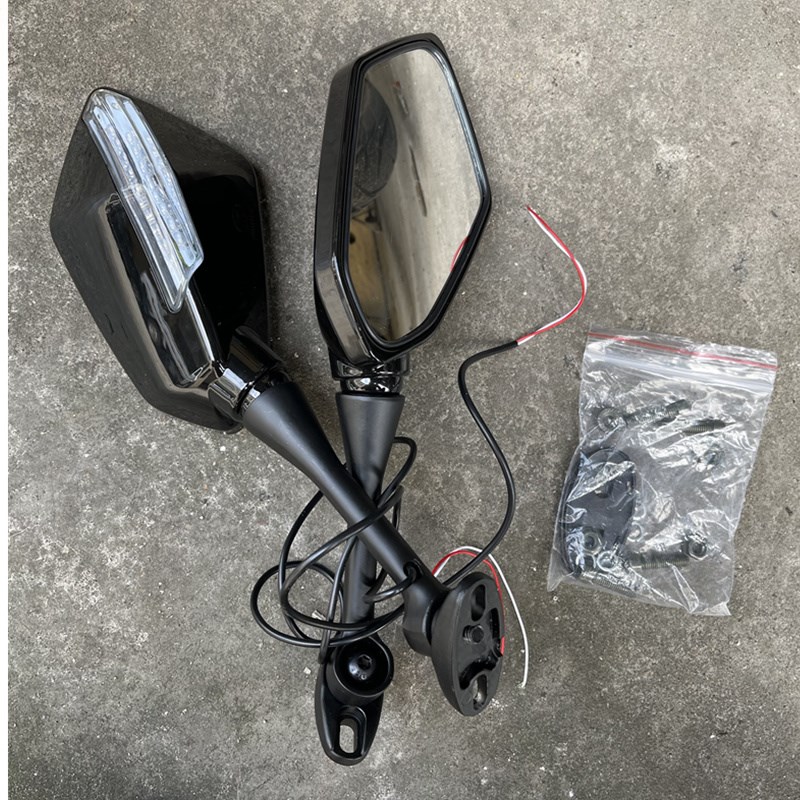 摩托车后视镜蛟龙400反光镜转向灯杜卡迪跑车倒车镜趴赛机车镜子