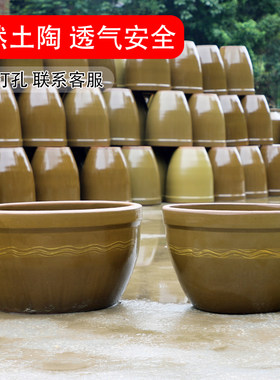 睡莲专用缸盆老式瓦缸庭院养鱼土陶储水陶瓷大号老旧造景荷花缸养