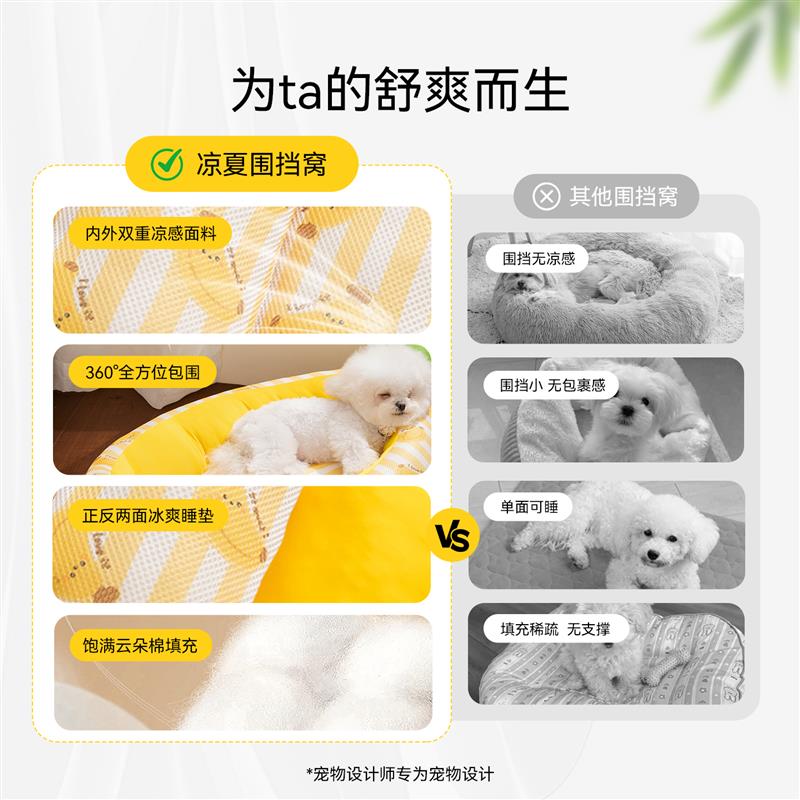 狗窝香蕉船四季通用猫窝可拆洗宠物中小型柯基比熊睡垫宠物床垫子