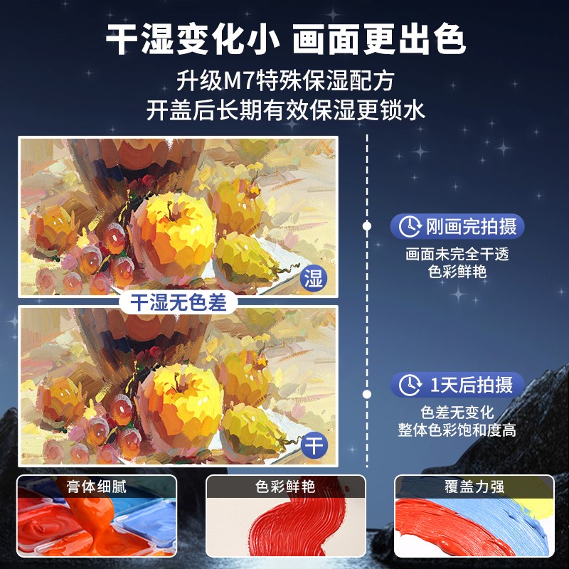 米娅M7水粉颜料套装42色80ml工具艺考美术生专用颜料博物院系列初