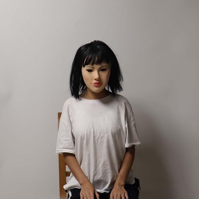 面具头套 胶乳胶面具 万圣节头套美女头套 创意面具 乳胶光头美女