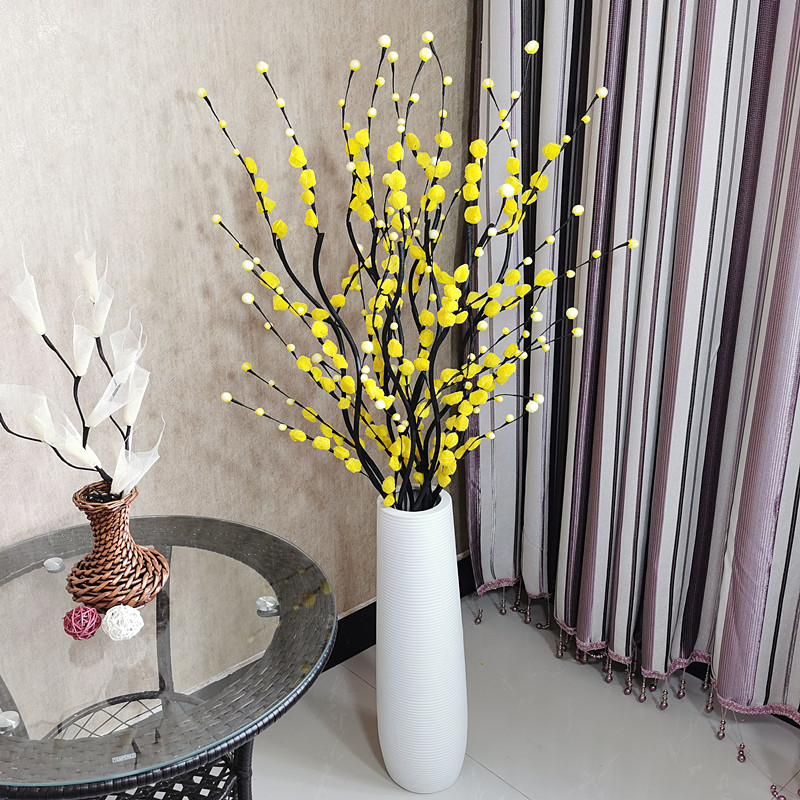 仿真花客厅落地摆件装饰干花室内玄关永生花艺干枝梅叶脉花套装