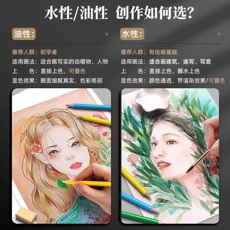 120色水溶彩色铅笔专业手绘彩色铅笔绘画学生用72色彩铅儿童涂鸦