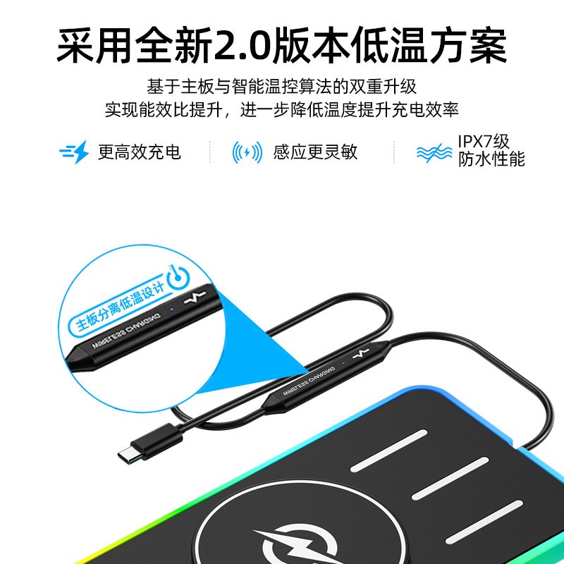磁吸汽车通用无线充电板手机充电器车载加装模块氛围彩灯防滑垫板