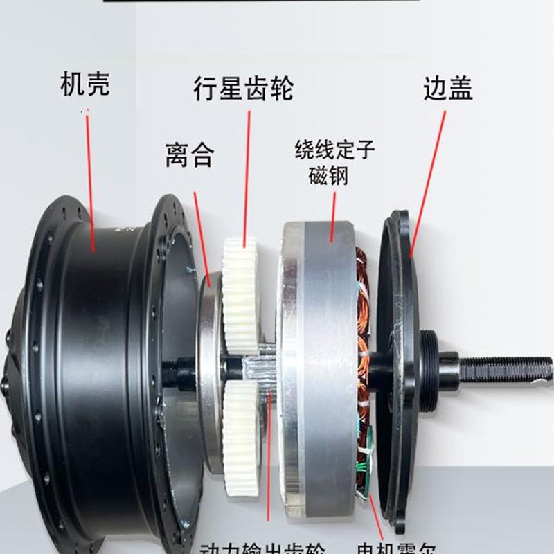 自行车山地车改装电动车36V48V350W26寸27.5寸700C29卡飞旋飞电机