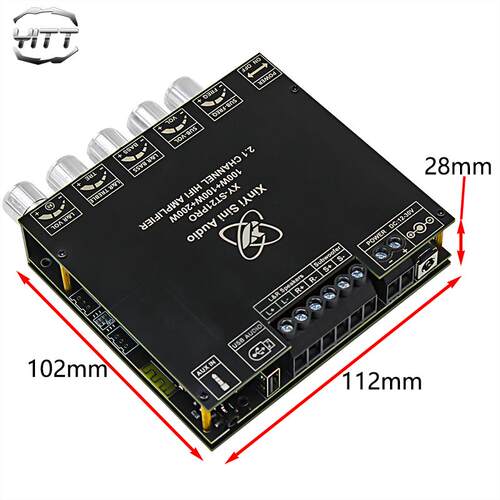 双芯片TPA3221蓝牙5.2功放板带开关高低音频率调节大功率DC12-30V