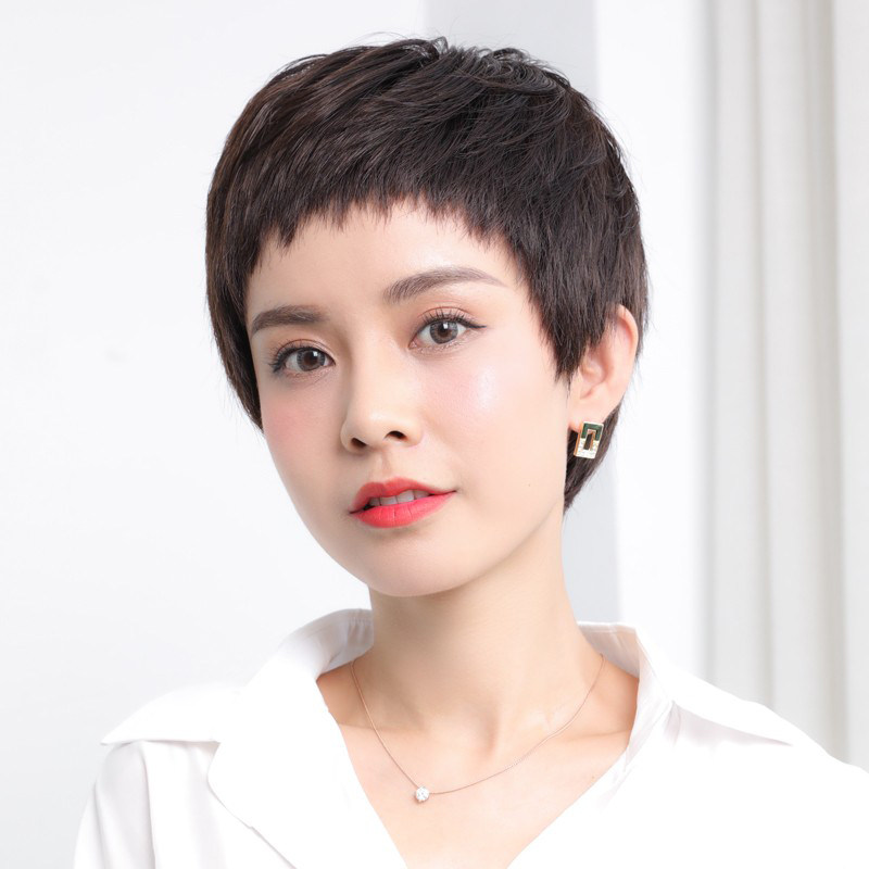 全假发妇女与真正的头发,短发,自然时尚纹理,全人类的头发集,透气