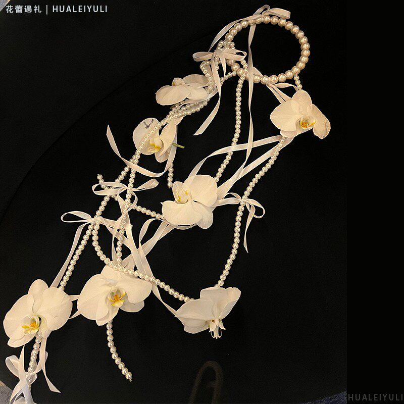 氛围高奢感珍珠蝴蝶兰手捧花DIY材料包新娘婚礼手提花拍照出片礼