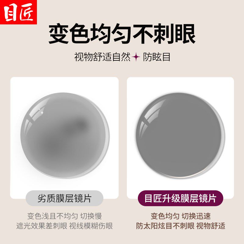 自动感光变色近视眼镜女款可配度数墨镜防蓝光紫色小框平光太阳镜