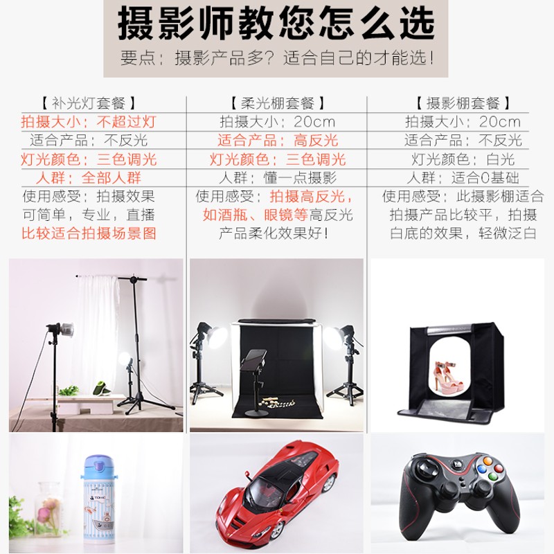 珠宝静物摄影棚 led拍照灯专业LED摄影灯拍摄补光灯桌面小型便携