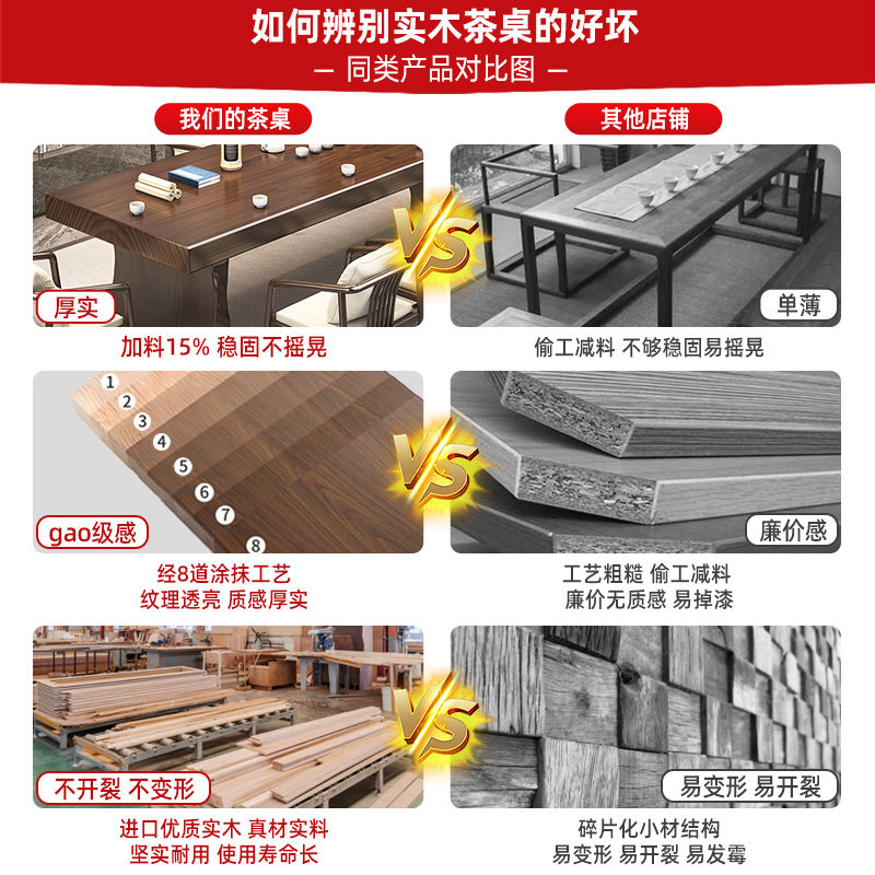 实木大板茶桌博古架现代原木整板桌面新中式茶台办公泡茶桌椅组合