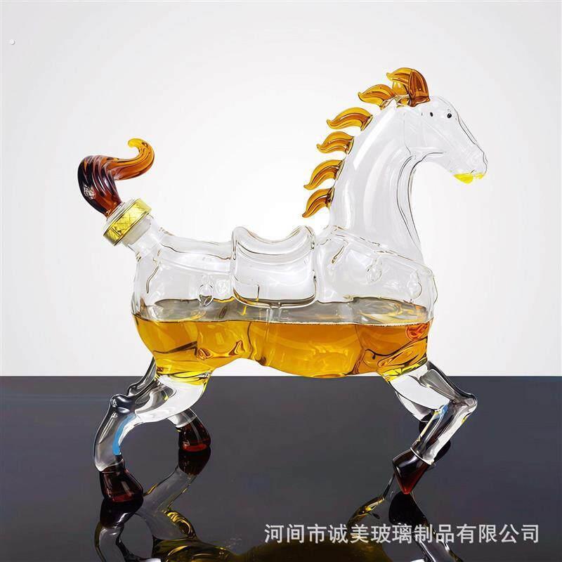 玻璃泡酒瓶人参泡酒瓶白酒红酒密封罐透明空心工艺马造型摆件酒瓶