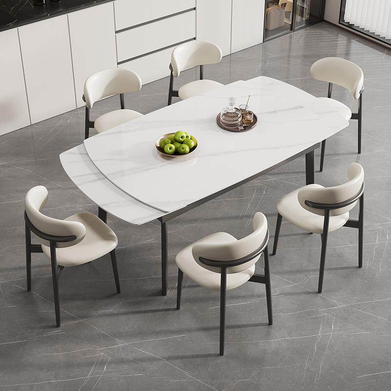 意式伸缩岩板餐桌2025新款进口现代简约轻奢家用多功能伸缩餐桌椅