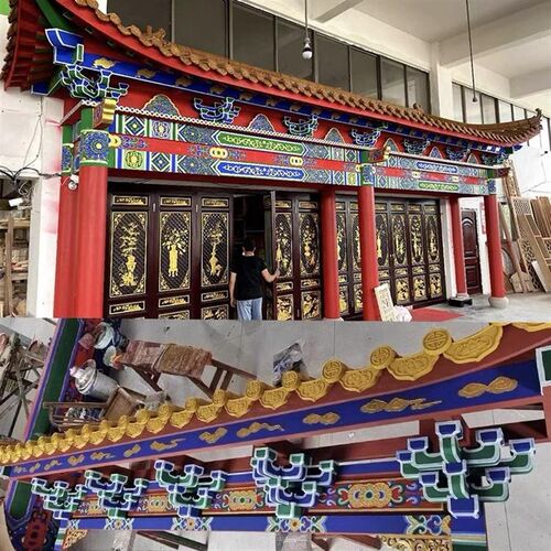 实木中式仿古屋檐门头定制古建凉亭长廊牌坊门楼牌匾斗拱雕花门窗