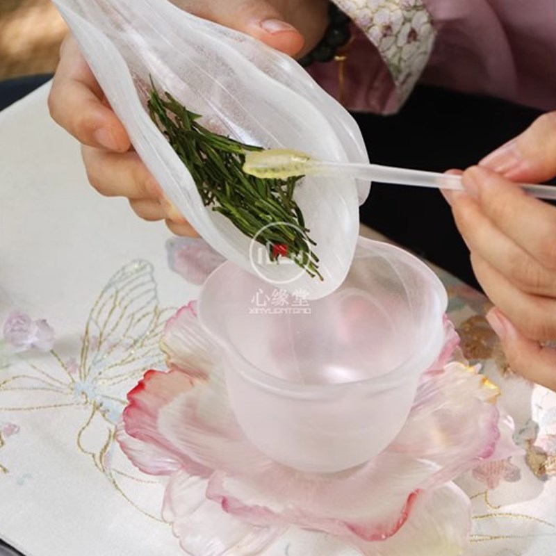 客福心缘堂琉璃茶具十二花神壶承牡丹花杯托盖碗托茶点心盘茶道