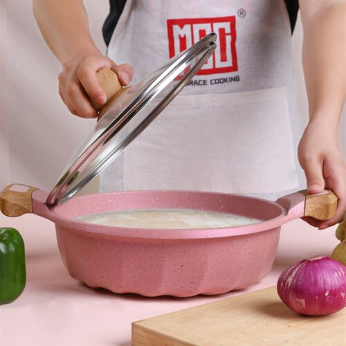 MGC鸳鸯锅小火锅锅麦饭石汤锅不粘锅家用电磁炉专用火锅盆一体锅