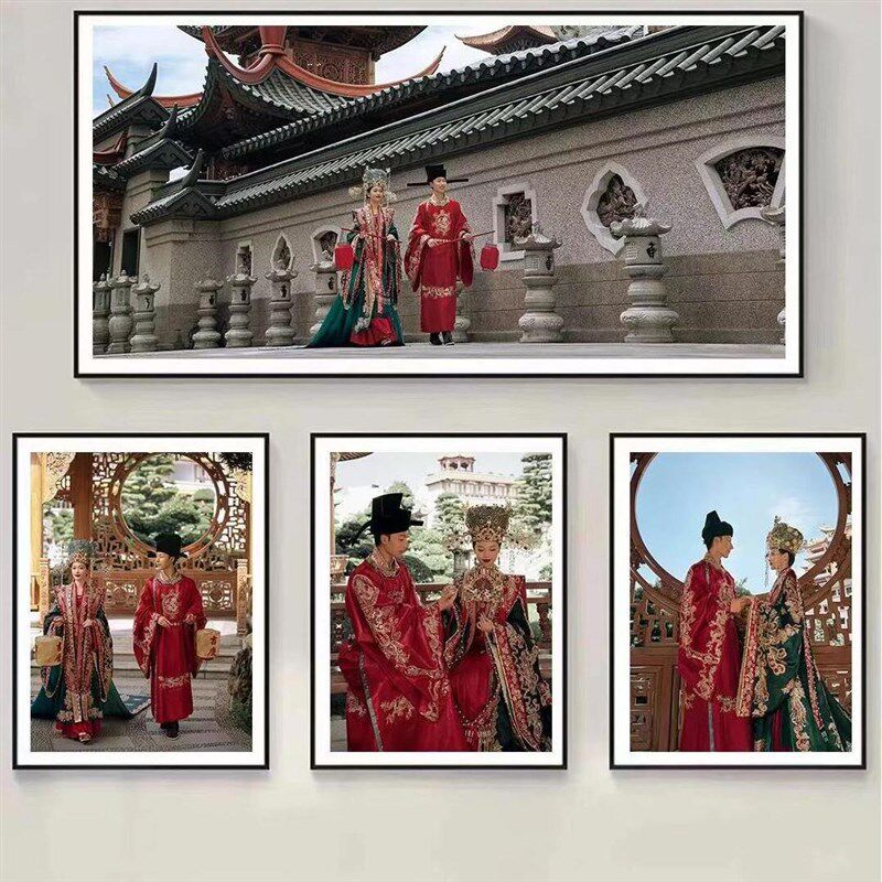 简约现代铝合金相框挂墙婚纱照片三联画四联画客厅卧室沙发背景照