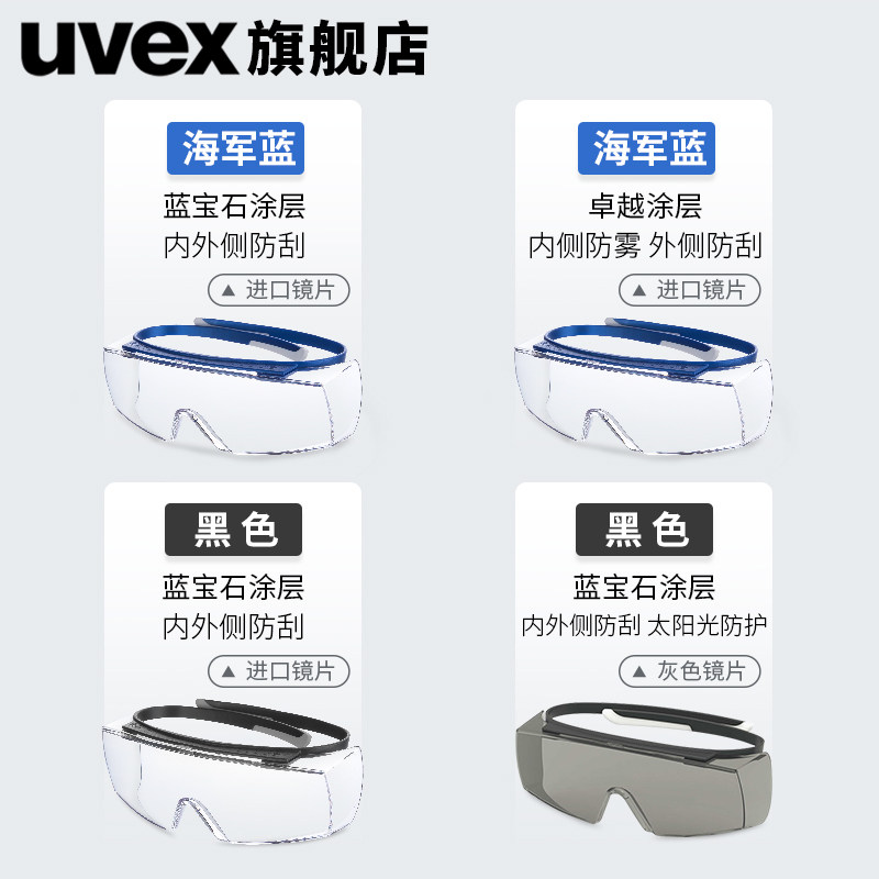 uvex护目镜男骑车防风防尘透气防雾防水开车近视眼可戴防护眼镜