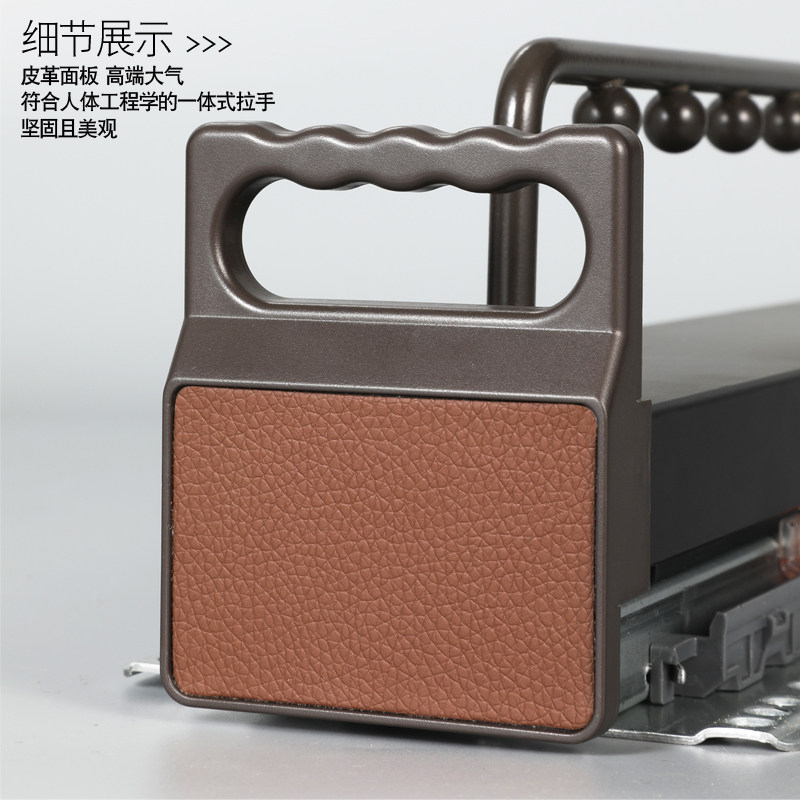 高端皮质顶装浅柜抽拉式衣柜挂衣杆竖纵向伸缩衣橱内置挂衣架衣通