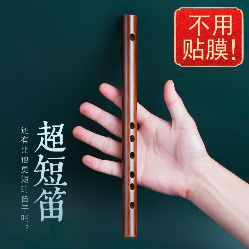 迷你短笛无膜孔初学横笛入门竹笛小笛子随身易学口袋乐器无膜竹笛