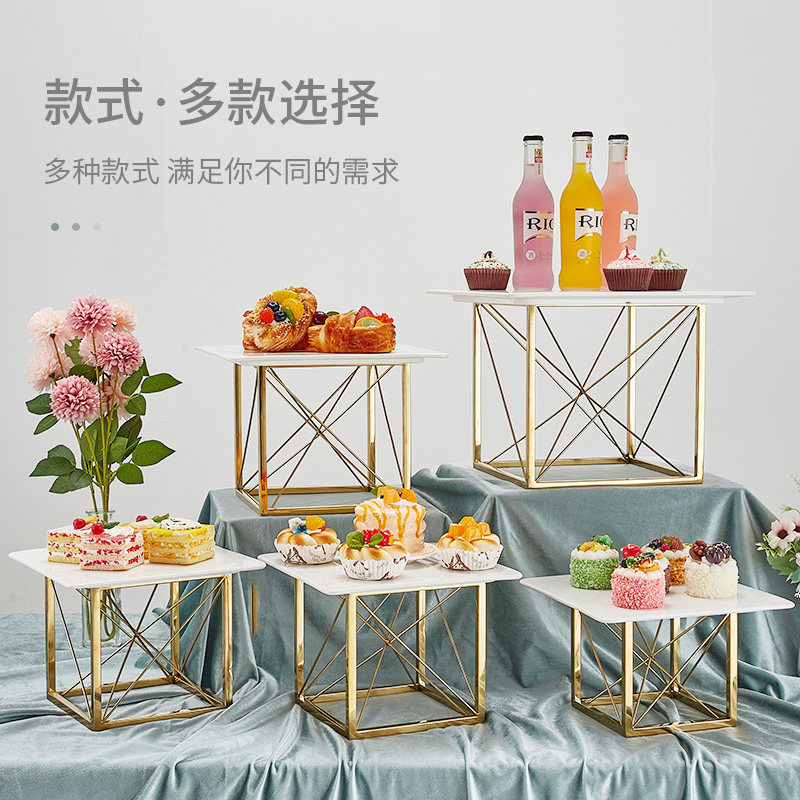 金色冷餐茶歇摆台甜品台摆件展示蛋糕点心架子自助餐结婚装饰道具