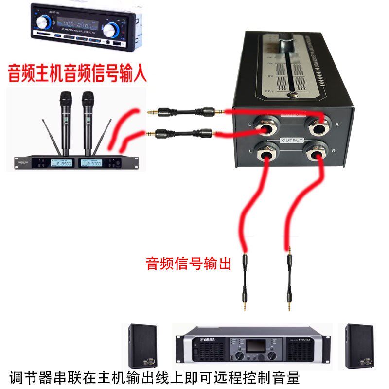 专业音频推子型6.5信号调节器电脑音量外置调节器音量控制2路输入