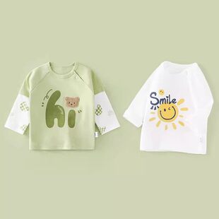 两件装    男女童A类纯棉长袖t恤动物卡通印花上衣春装2026新款潮