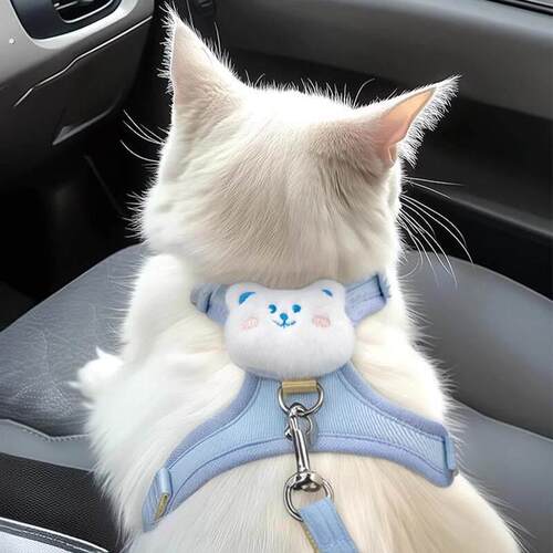 猫咪牵引绳宠物幼猫遛猫神器防挣脱不勒脖外出专用拴小猫抱婴袋绳