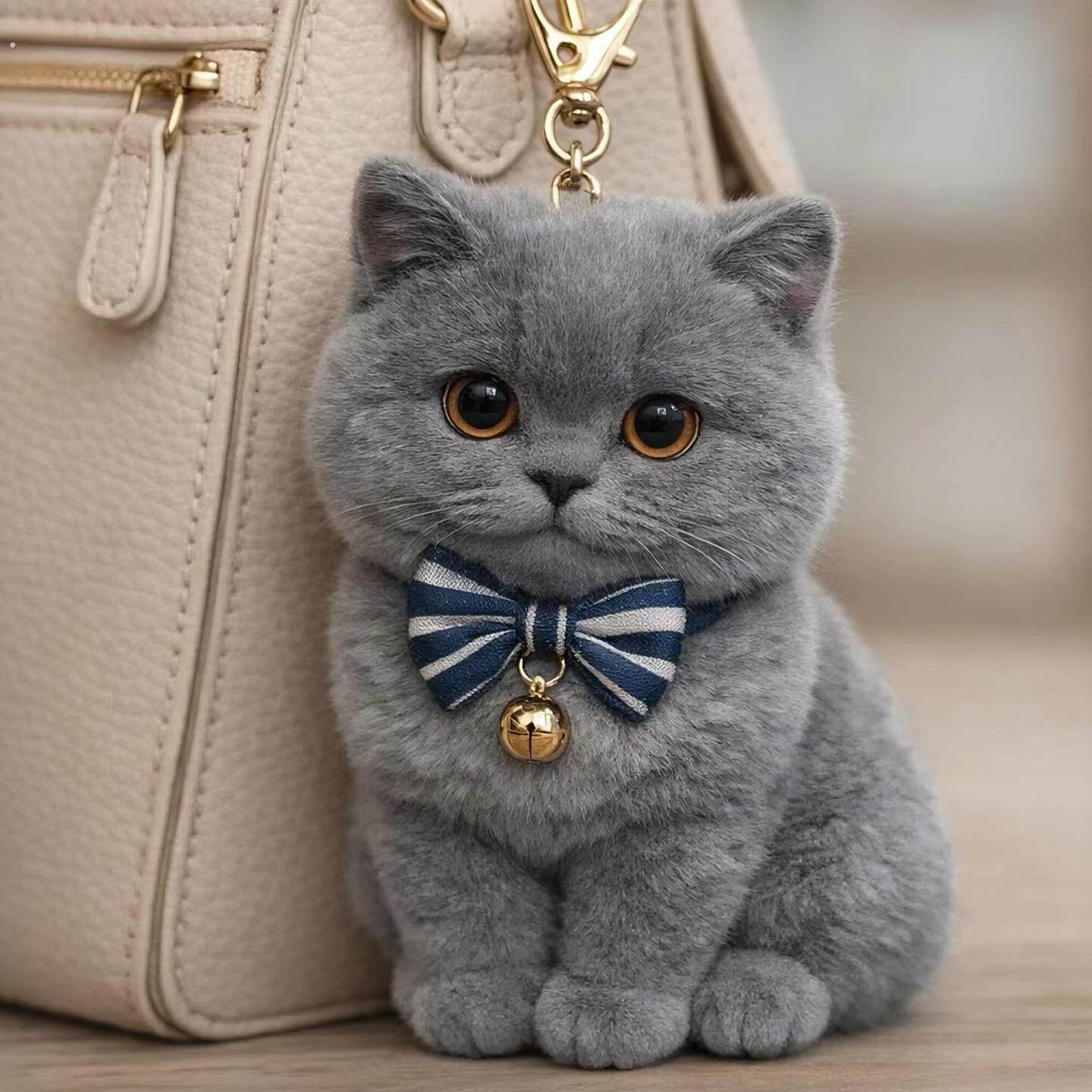 超萌小蓝猫毛绒挂件高颜值小猫咪彷真玩偶送朋友生日礼物伴手礼